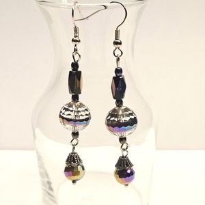 Rainbow Irredescent Luster Beaded Earrings